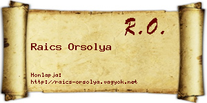 Raics Orsolya névjegykártya